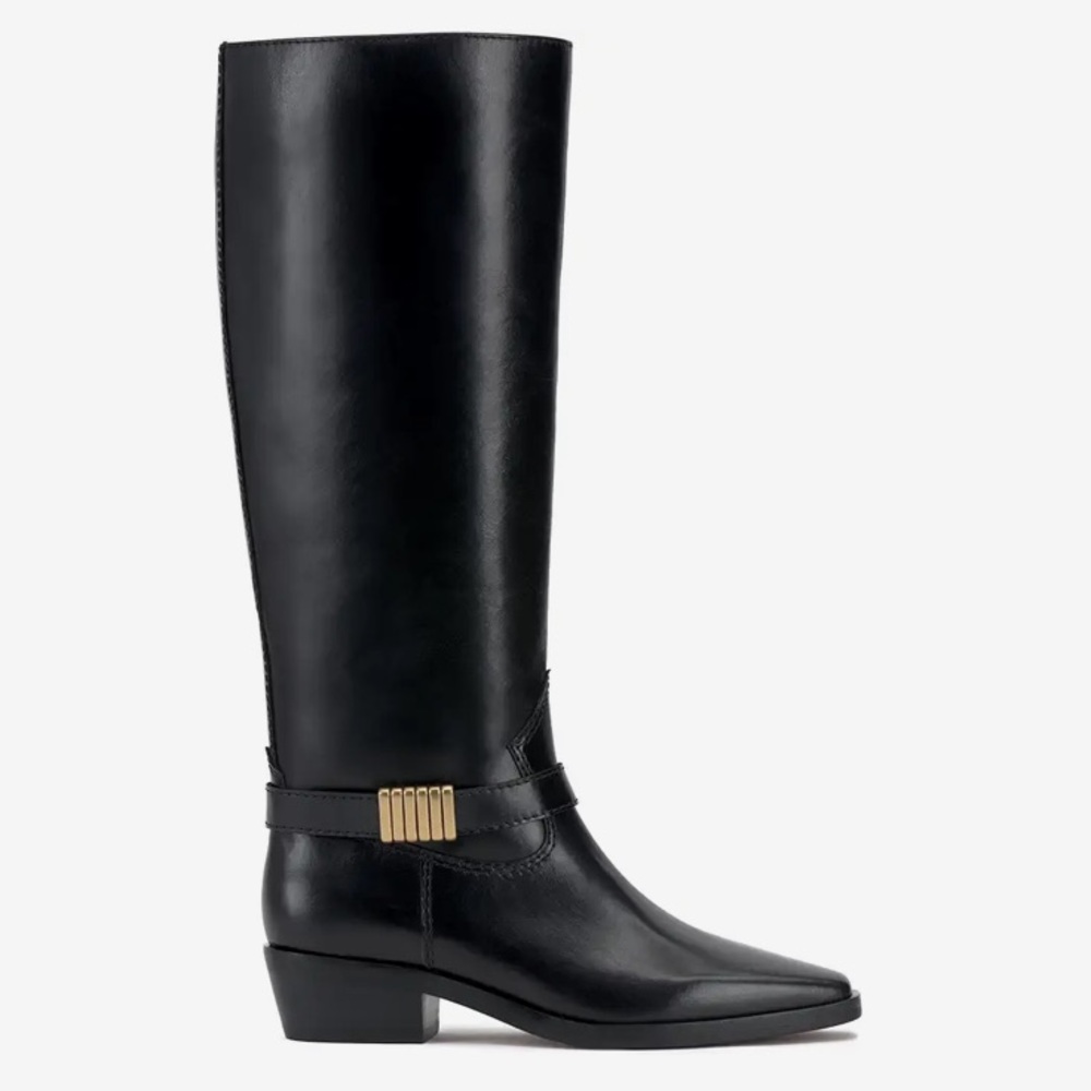 NEW VINCE CAMUTO Melise Black Leather Western Riding Boots 7M